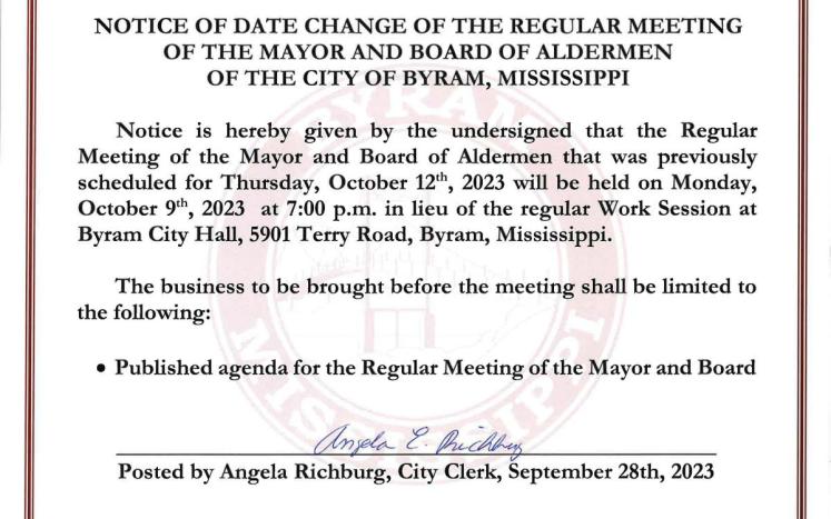 Notice of date change of Board Meeting